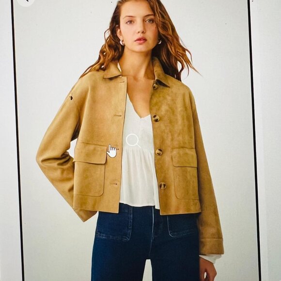 Faux suede jacket with pockets - Picture 2 of 11